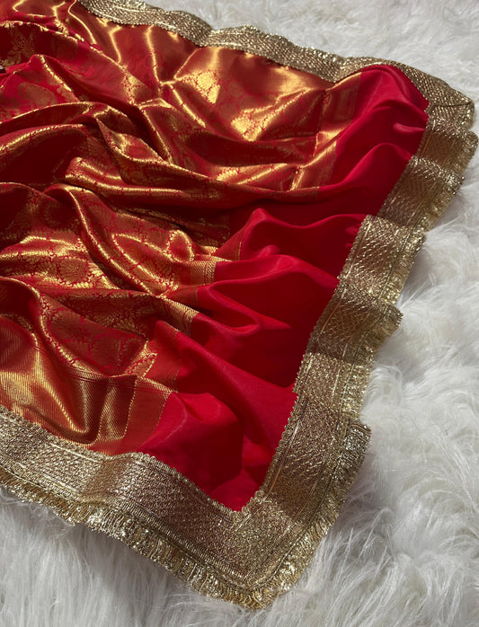 New Premium Red Banarasi Katan Silk Saree