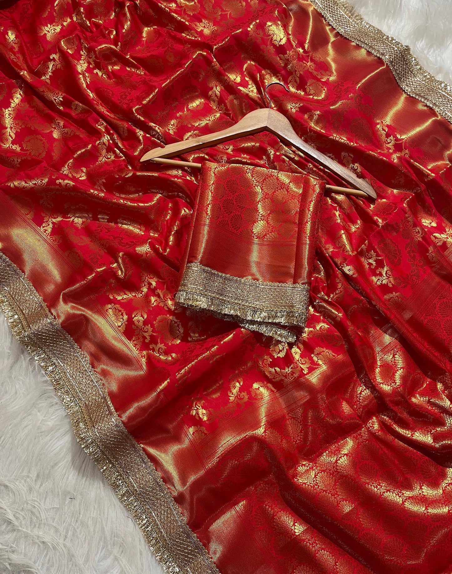 New Premium Red Banarasi Katan Silk Saree