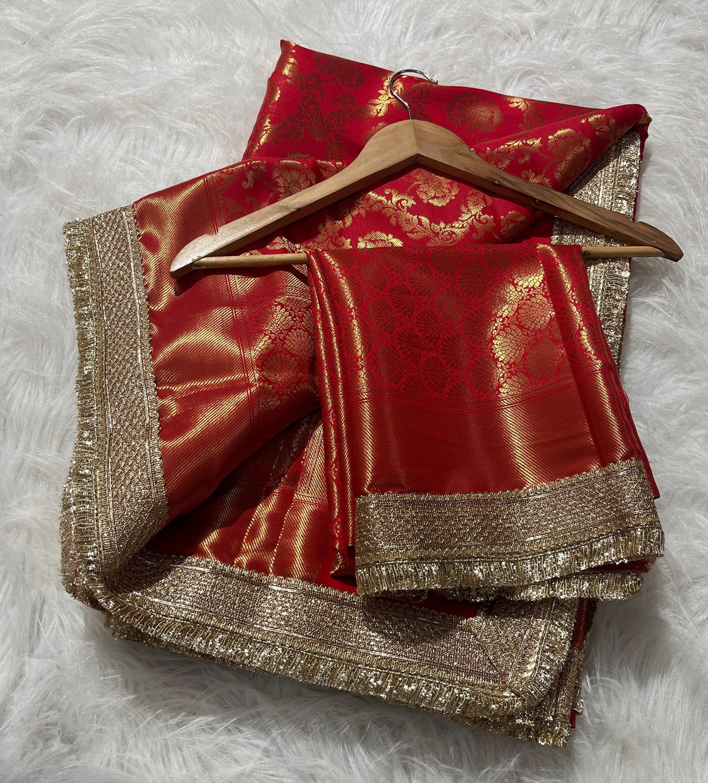 New Premium Red Banarasi Katan Silk Saree