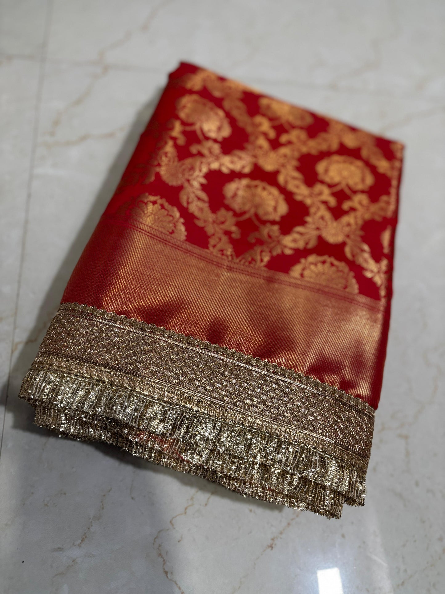 New Premium Red Banarasi Katan Silk Saree