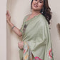 Manipuri Silk Kalamkari Mirror Work Saree