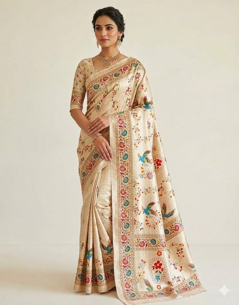 Rainbow Noor Jacquard Silk Saree