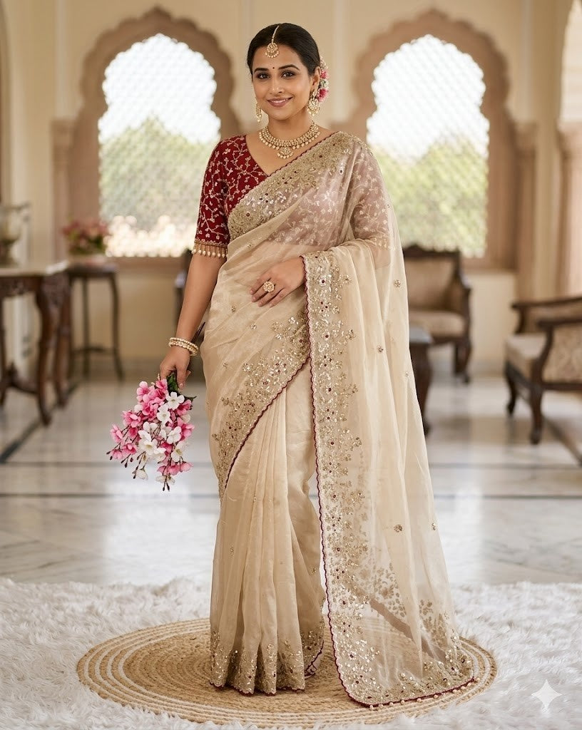 Celebrity Shine Jimmy Choo Satin Saree