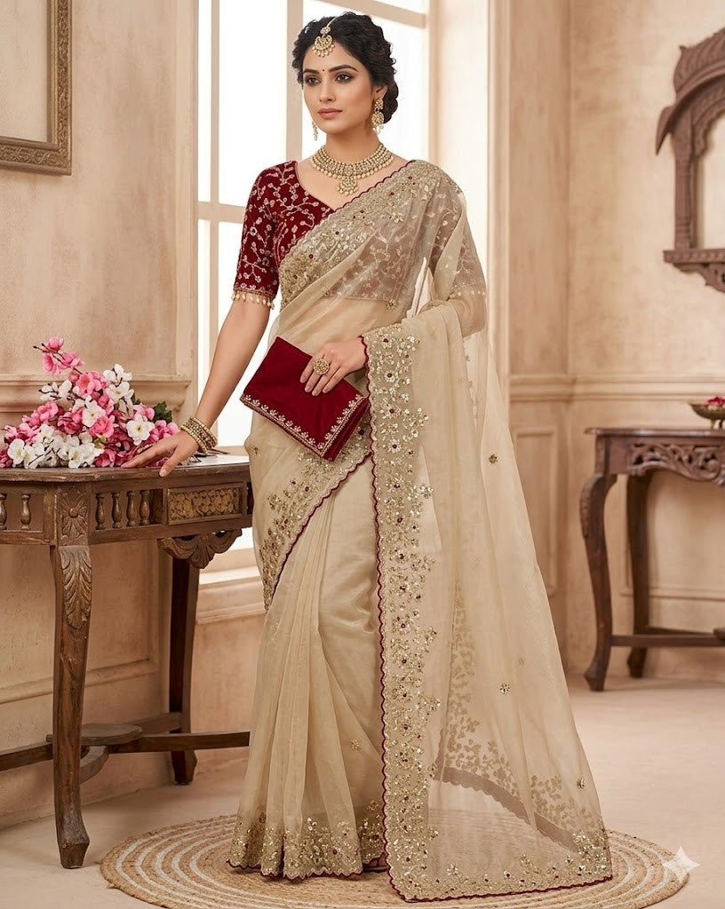 Celebrity Shine Jimmy Choo Satin Saree